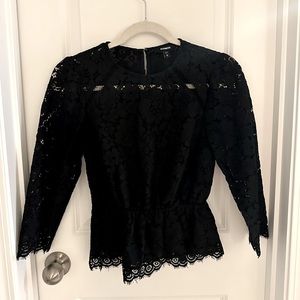 Express Lace Quarter Sleeve Peplum Top Size XS